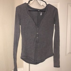 thin half button long sleeve